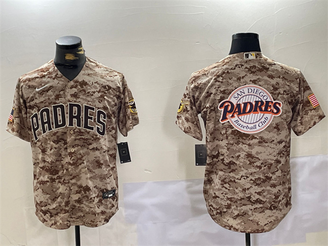 San Diego Padres Tan Camo Team Big Logo Cool Base Stitched Jersey - Zenithce