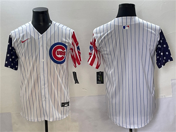 Chicago Cubs Blank White Pinstripe 2025 Independence Day Vapor Premier Limited Stitched Jersey - Zenithce