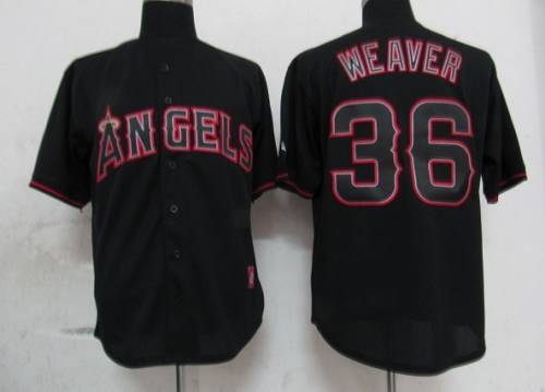 Angels Of Anaheim #36 Jered Weaver Black Fashion Stitched Jersey - Zenithce