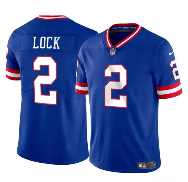 New York Giants #2 Drew Lock Blue Throwback Vapor Untouchable Limited Stitched Jersey - Zenithce