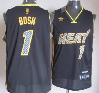 Miami Heat #1 Chris Bosh Black Electricity Fashion Jersey - Zenithce