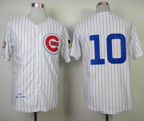 Mitchell And Ness 1969 Cubs #10 Ron Santo White Throwback Stitched Jersey - Zenithce