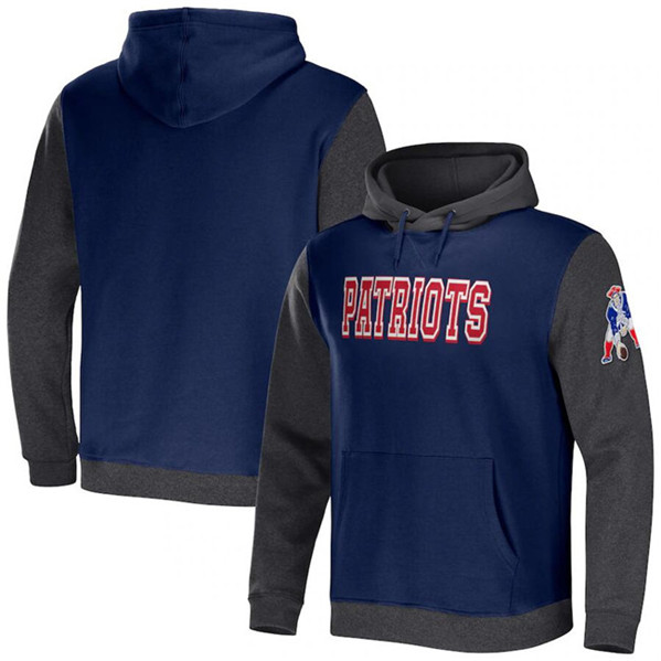 New England Patriots X Darius Rucker Collection Navy Charcoal Colorblock Pullover Hoodie - Zenithce