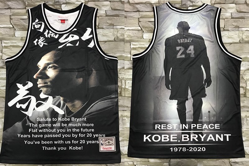 Los Angeles Lakers #24 Kobe Bryant Black Retired CommemorativeSwingman Jersey - Zenithce