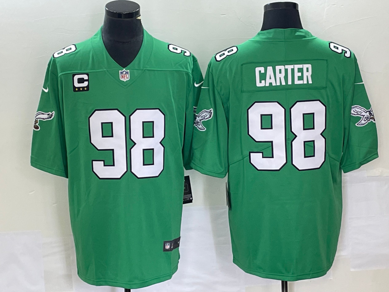 Philadelphia Eagles #98 Jalen Carter Green Vapor Limited With C Patch Stitched Jersey - Zenithce