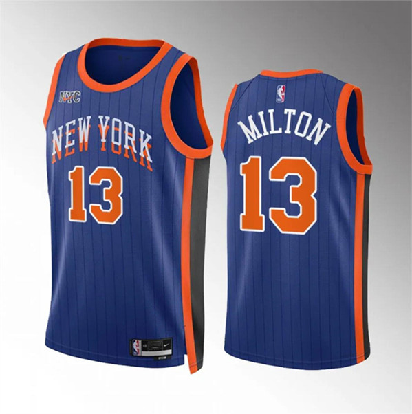 New York Knicks #13 Shake Milton Blue 2023-24 City Edition Stitched Jersey - Zenithce