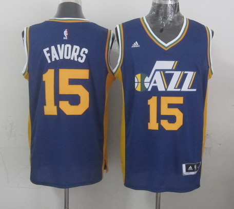 Utah Jazz #15 Derrick Favors Revolution 30 Swingman 2014 New Navy Blue Swingman Jersey - Zenithce