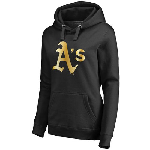 Women's Oakland Athletics Gold Collection Pullover Hoodie Black - Zenithce