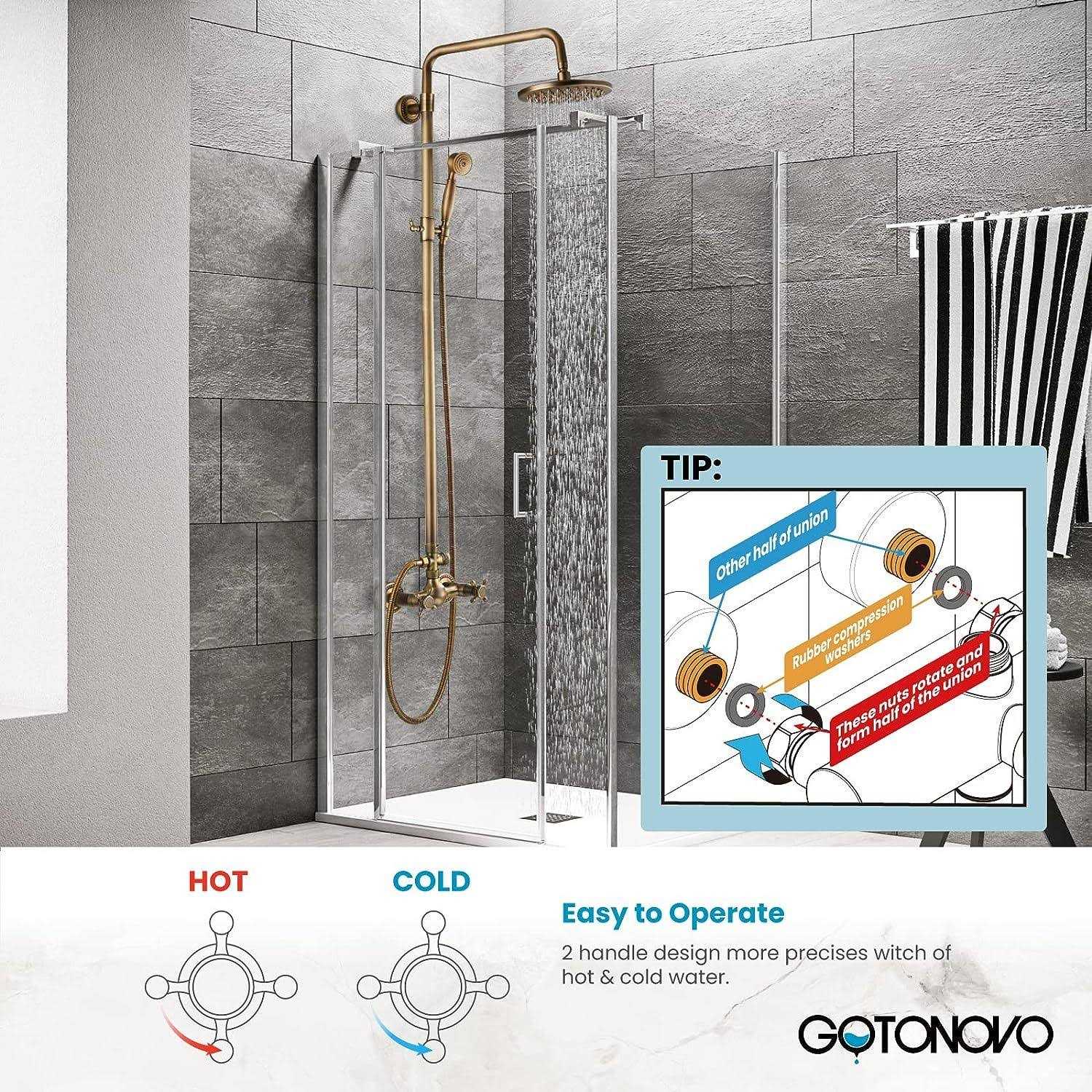 Gotonovo 12 Inch Rain Shower System Brushed Nickel Luxury High Pressure Shower Head Bathroom Shower Faucet Set Hand Held Spray Rough-in Valve and - Zenithce