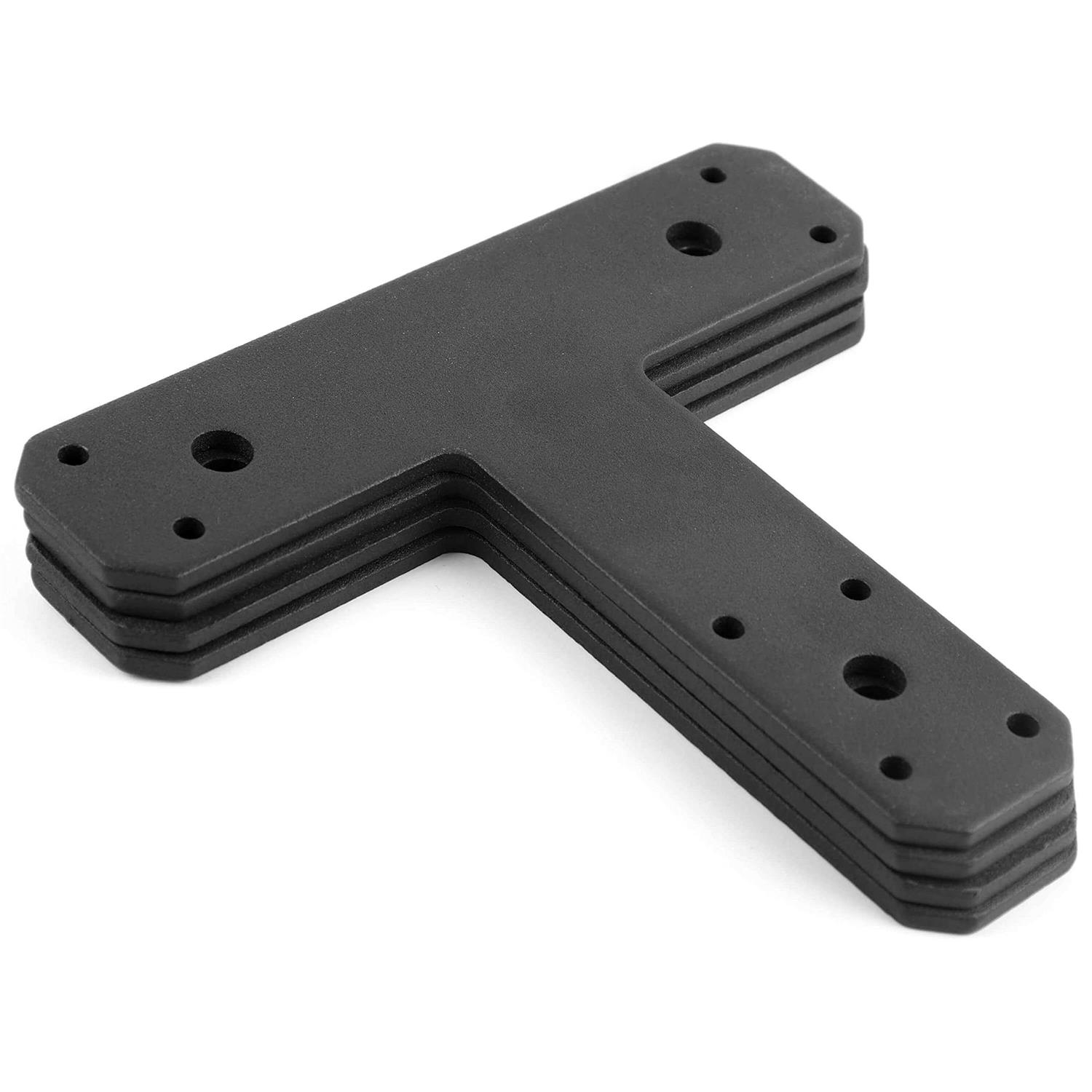 IWONGO Post to Beam Connectors T Shape Plate Flat Straight Steel Brackets Black 4mm Thickness for Repair Fixing Mending Flat Plate - Zenithce