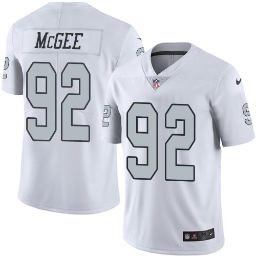 Raiders #92 Stacy McGee White Stitched Limited Rush Nike Jersey - Zenithce
