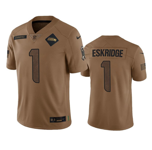 Seattle Seahawks #1 Dee Eskridge 2023 Brown Salute To Service Limited Stitched Jersey - Zenithce