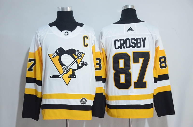 Pittsburgh Penguins #87 Sidney Crosby Adidas White Road Authentic Stitched Jersey - Zenithce