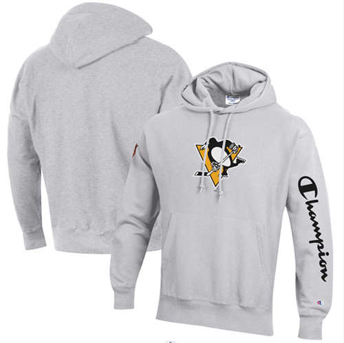 Pittsburgh Penguins Champion Heathered Gray Reverse Weave Pullover Hoodie - Zenithce