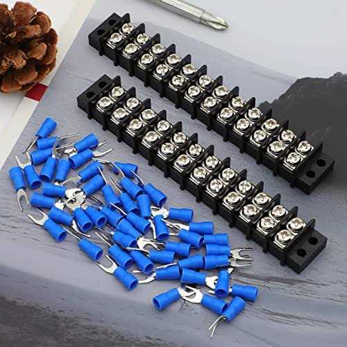 Terminal Block,2 Pack Circuits 20-30A 200v-450v Dual Row Screw Terminals Strip Heat Shrink Wire Connectors - Zenithce