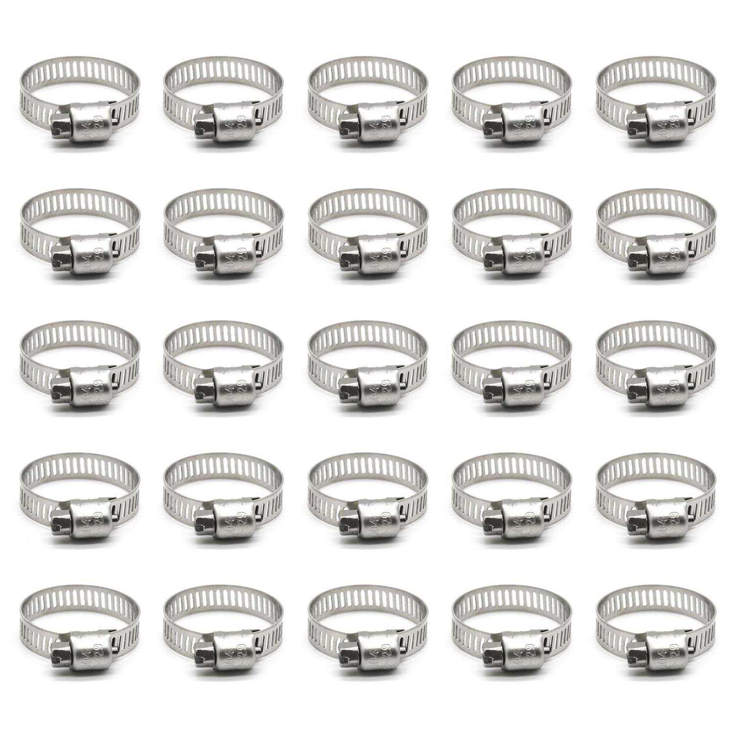 ZIPCCI Hose Clamp 25 Pack Stainless Steel Worm Gear Fuel line Hose clamps - Zenithce