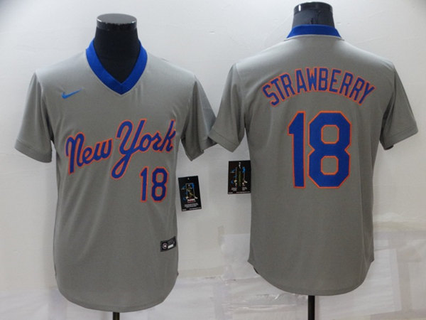 New York Mets #18 Darryl Strawberry Grey Stitched Baseball Jersey - Zenithce
