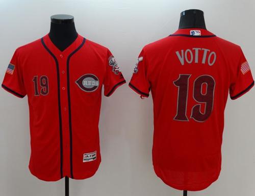 Reds #19 Joey Votto Red Fashion Stars Stripes Flexbase Authentic Stitched Jersey - Zenithce