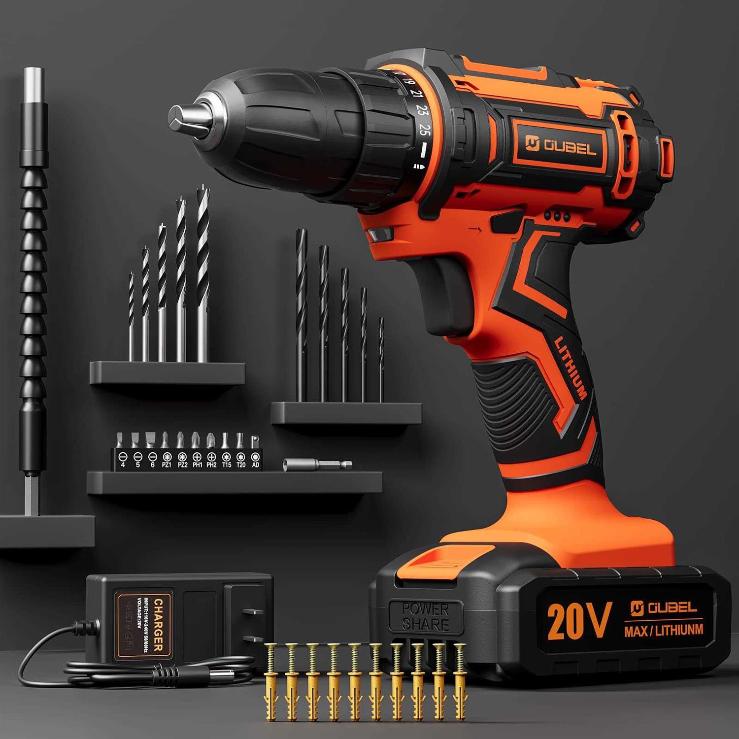 Drill Set OUBEL 12V Cordless Drill with 42 Acessories Home Power Drill Cordless with 3/8 Keyless Chuck - Zenithce