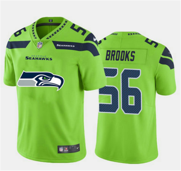 Seattle Seahawks #56 Jordyn Brooks Green 2020 Team Big Logo Limited Stitched Jersey - Zenithce