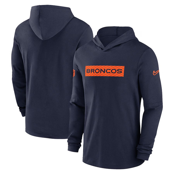 Denver Broncos Navy Sideline Performance Hoodie - Zenithce