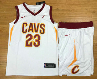Cleveland Cavaliers #23 LeBron James White 2017-2018 Swingman Stitched Jersey With Shorts - Zenithce
