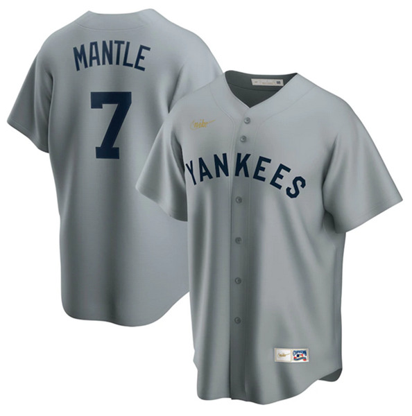 New York Yankees #7 Mickey Mantle Gray Cool Base Stitched Jersey - Zenithce