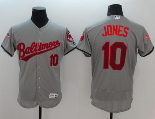 Orioles #10 Adam Jones Grey Fashion Stars Stripes Flexbase Authentic Stitched Jersey - Zenithce