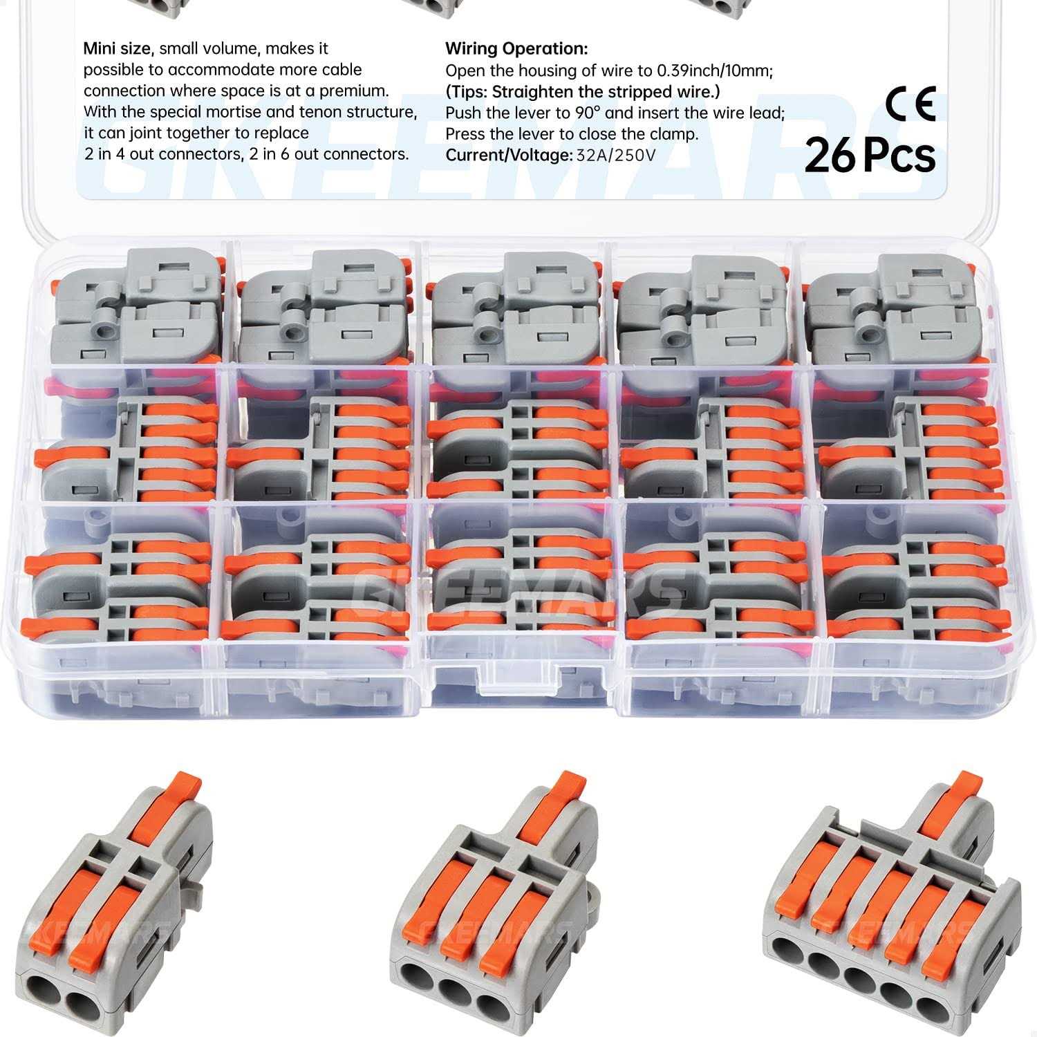 GKEEMARS 10 Pcs Lever Connectors Quick Wiring Cable Connector Push-in Conductor Terminal Block - Zenithce