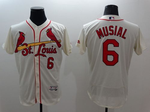 Cardinals #6 Stan Musial Cream Flexbase Authentic Collection Stitched Jersey - Zenithce