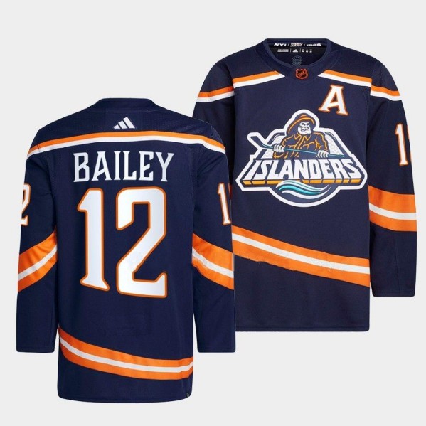 New York Islanders #12 Josh Bailey Navy 2022-23 Reverse Retro Stitched Jersey - Zenithce