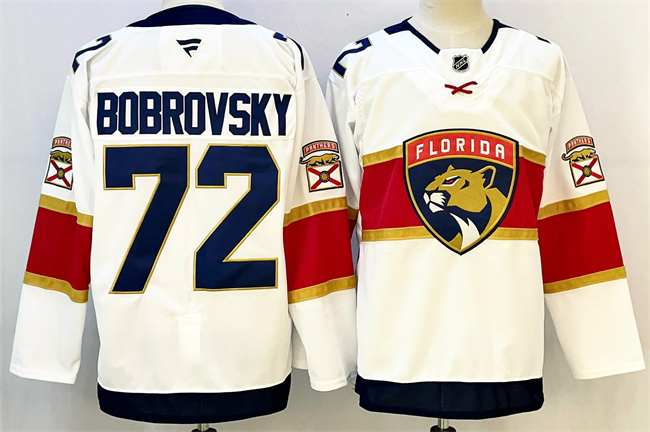 Florida Panthers #72 Sergei Bobrovsky White 2024-25 Home Stitched Jersey - Zenithce