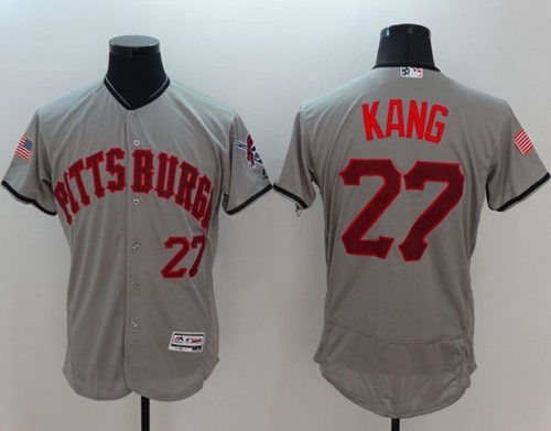 Pirates #27 Jung-Ho Kang Grey Fashion Stars Stripes Flexbase Authentic Stitched Jersey - Zenithce