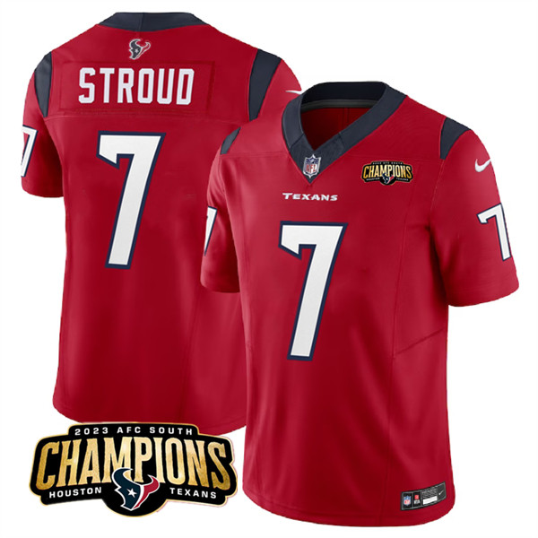 Houston Texans #7 C.J. Stroud Red 2023 F.U.S.E. AFC South Champions Patch Vapor Untouchable Limited Stitched Jersey - Zenithce