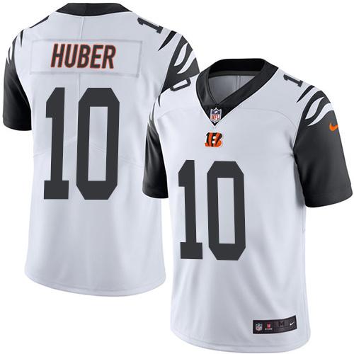 Bengals #10 Kevin Huber White Stitched Limited Rush Nike Jersey - Zenithce