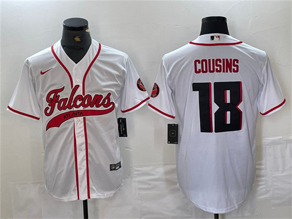 Atlanta Falcons #18 Kirk Cousins White With Patch Cool Base Stitched Jersey - Zenithce