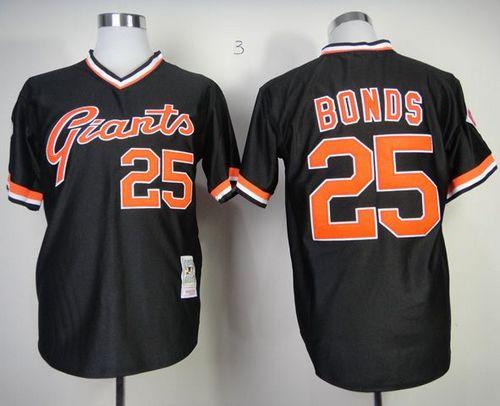 Mitchell And Ness Giants #25 Barry Bonds Black Throwback Stitched Jersey - Zenithce