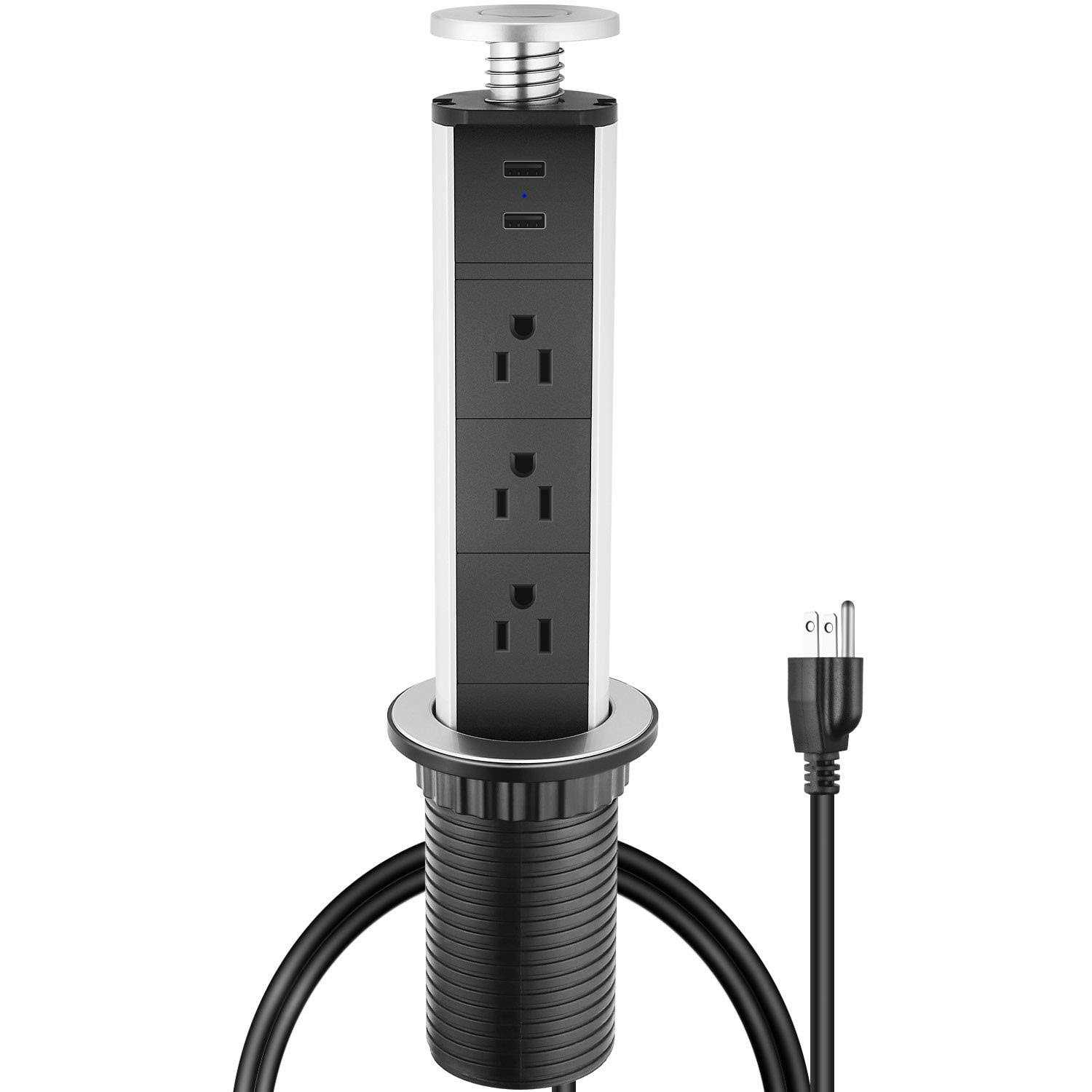 Jgstkcity Desktop Countertop Power Grommet Outlet With 2 Outlets,Desk Power Grommet With 2 Usb - Zenithce