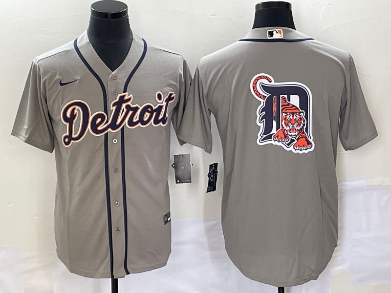 Detroit Tigers Gray Team Big Logo Cool Base Stitched Jersey - Zenithce