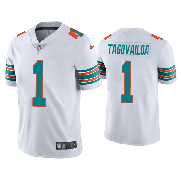 Miami Dolphins #1 Tua Tagovailoa 2020 White Vapor Limited Stitched Jersey - Zenithce