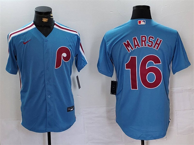 Philadelphia Phillies #16 Brandon Marsh Blue Cool Base Stitched Jersey - Zenithce
