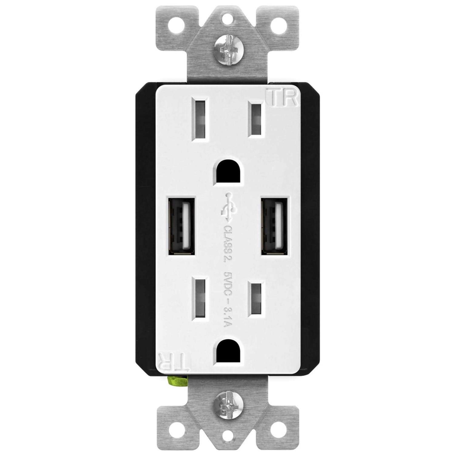 TOPGREENER 1-Gang Decorator/Rocker Outlet Plastic Screwless Midsize Wall Plate with Nightlight - Zenithce