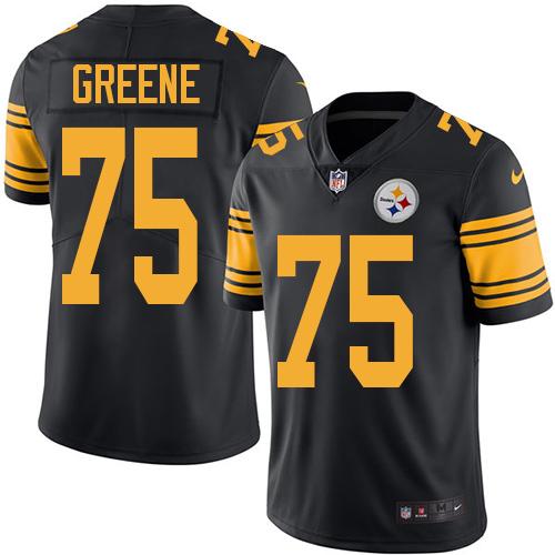 Steelers #75 Joe Greene Black Stitched Limited Rush Nike Jersey - Zenithce