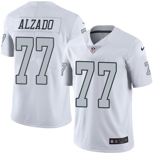 Raiders #77 Lyle Alzado White Stitched Limited Rush Nike Jersey - Zenithce