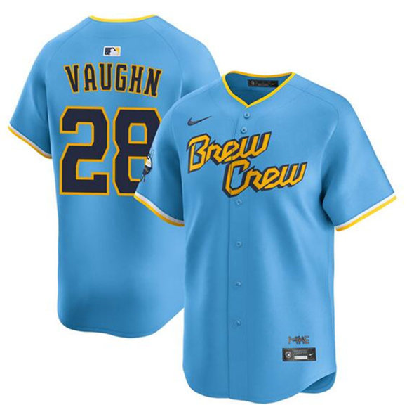 Milwaukee Brewers #28 Andrew Vaughn Powder Blue City Connect Limited Stitched Jersey - Zenithce