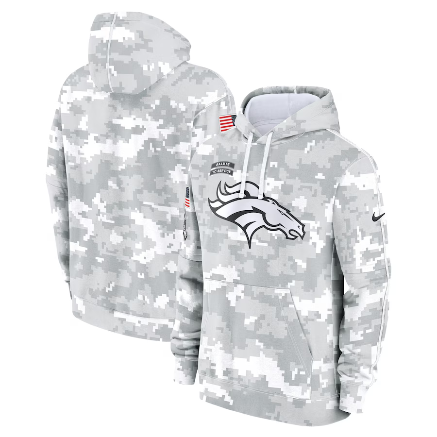Denver Broncos 2024 Arctic Camo Salute To Service Club Fleece Pullover Hoodie - Zenithce
