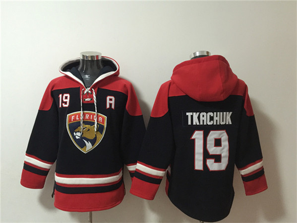 Florida Panthers #19 Matthew Tkachuk Black Red Lace-Up Pullover Hoodie - Zenithce