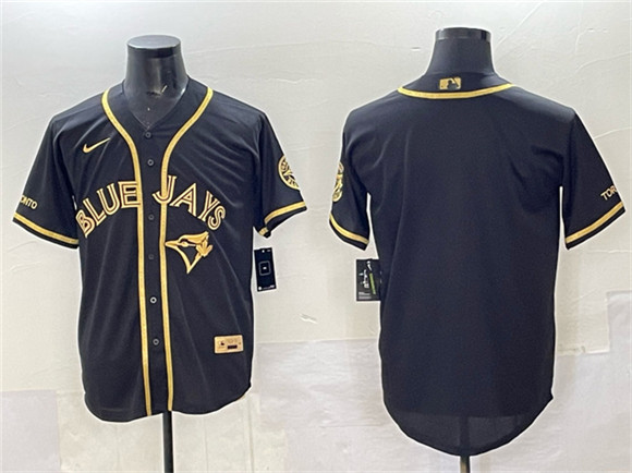 Toronto Blue Jays Blank Black Gold Cool Base Stitched Jersey - Zenithce