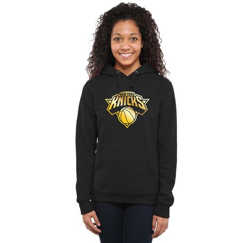 Women's New York Knicks Gold Collection Pullover Hoodie Black - Zenithce