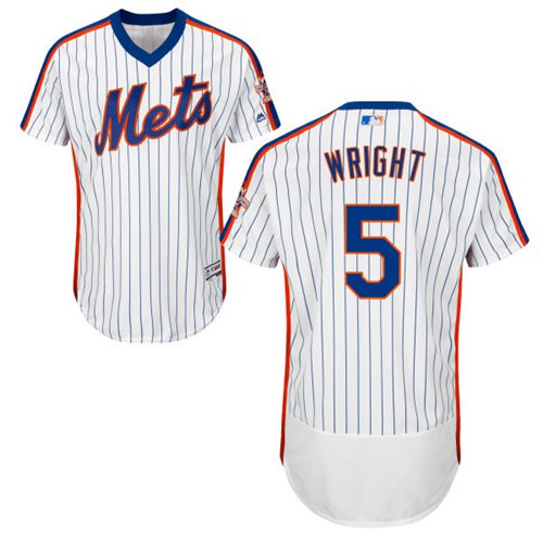 Mets #5 David Wright White(Blue Strip) Flexbase Authentic Collection Alternate Stitched Jersey - Zenithce